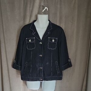 TanJay Size 12 Dark Jean Jacket with Button Accents